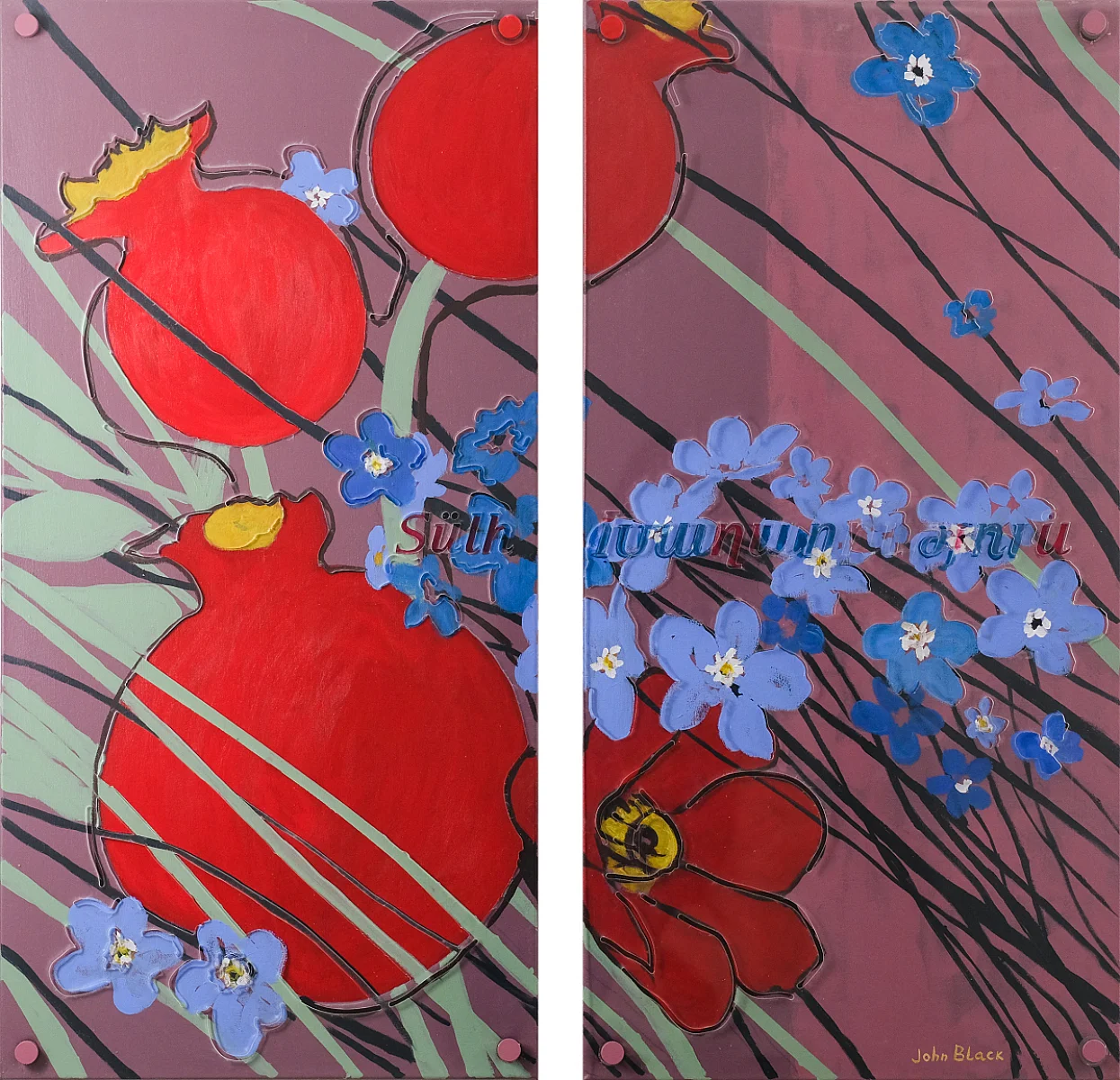 MYOSOTIS AND POMEGRANATE